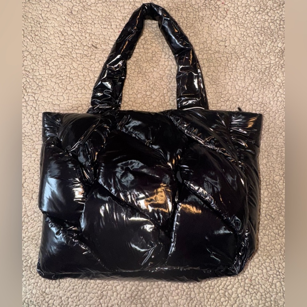 NWT Vince Camuto Dayah Puffy Black Double Handle Tote Purse Bag Retails at $158